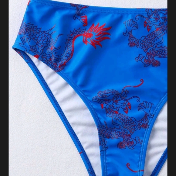 2 piece dragon print swimsuit suit - Picture 2 of 3